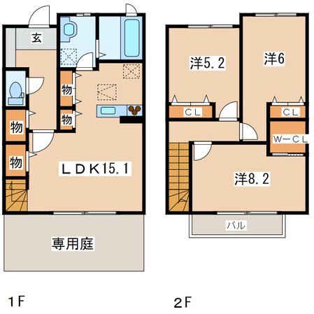 洞清水団地前 徒歩1分 1-2階の物件間取画像